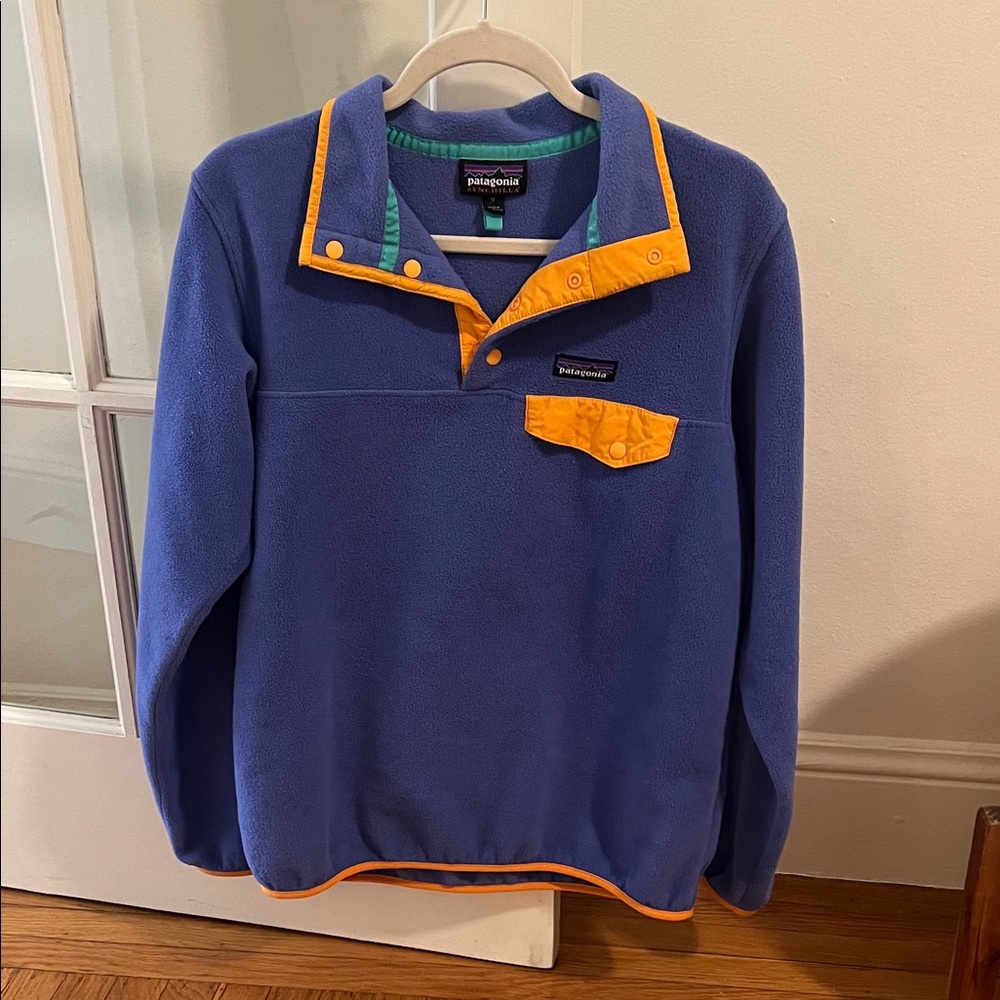 Patagonia Vibrant Purple Fleece with Bold Orange Trim
